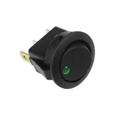 Plastic switch for vehicles, ON and OFF, green color, model II